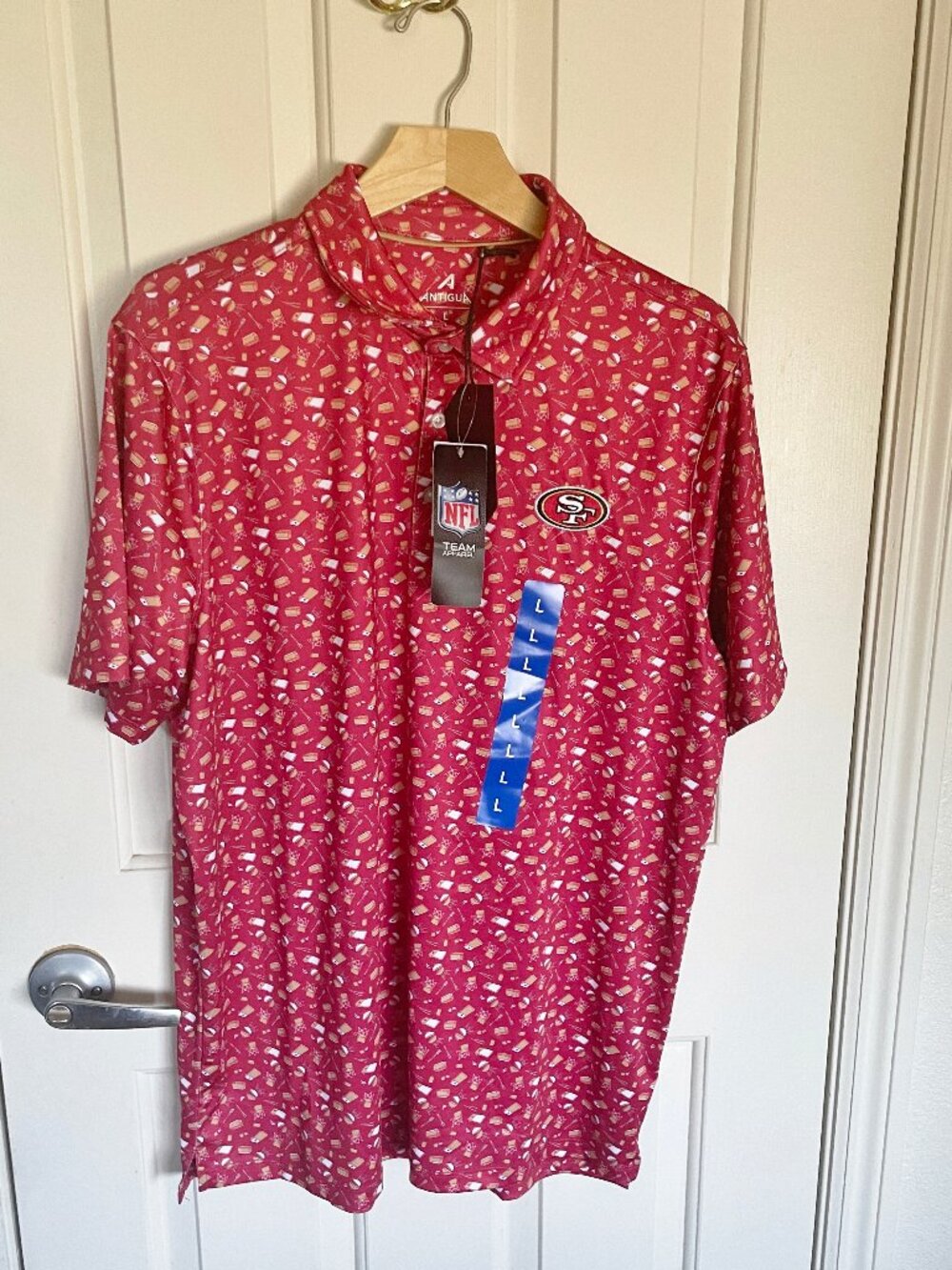 NEW Antigua Mens Official NFL San Francisco 49ers Cookout Polo Shirt L NWT RARE